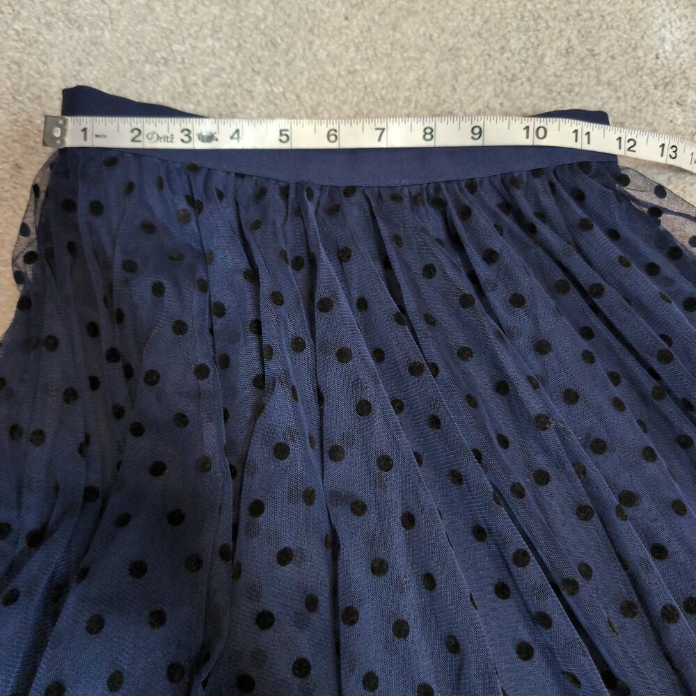 Navy Polka Dot Pleated Mesh Skirt Girly - Picture 5 of 6